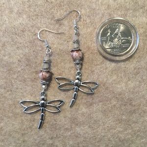 Handmade dragonfly dangle earrings